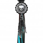 Live Free Ride Hardcore fringe keyring – black and turquoise fringes