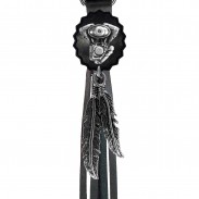 Porte-clés à franges Moteur V-Twin ovale – franges noires
