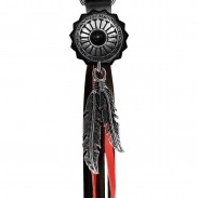 Porte-clés à franges Concho onyx soleil – franges noires et rouges