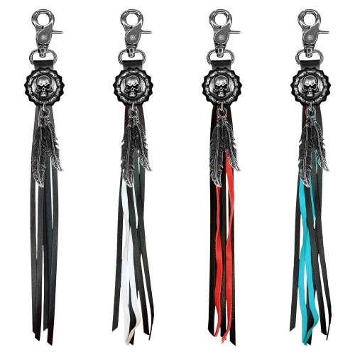Porte-clés à franges Tête de mort chaîne – les 4 couleurs de franges