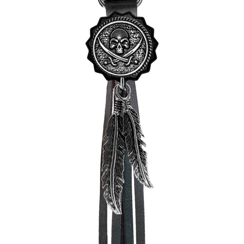 Pirate Skull fringe keyring – black fringes