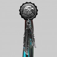 Aigle – rivet à franges – rondelle noire, franges noires et turquoise