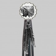 Chef indien – rivet à franges – rondelle blanche, franges noires