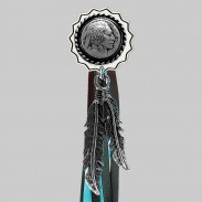 Indien 5 cents – rivet à franges – rondelle blanche, franges noires et turquoise
