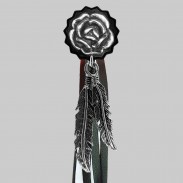 Rose – rivet à franges – rondelle noire, franges noires et blanches