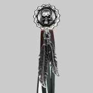 Tête de mort chaîne – rivet à franges – rondelle blanche, franges noires et blanches