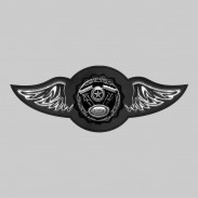 V-Twin Engine – leather rivet-on wing with pewter motif - without feathers, black washer