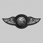Eagle – leather rivet-on wing with pewter motif - without feathers, black washer