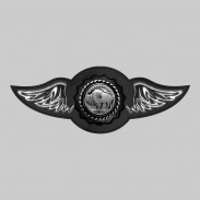 Buffalo Nickel – leather rivet-on wing with pewter motif - without feathers, black washer