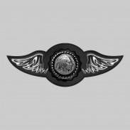 Indian Head Nickel – leather rivet-on wing with pewter motif - without feathers, black washer