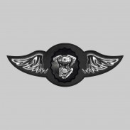 Moteur V-Twin ovale – aile à riveter cuir et motif étain - sans plumes, rondelle noire