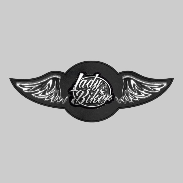 Lady Biker – leather rivet-on wing with pewter motif - without feathers, black washer