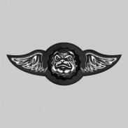 Bulldog – aile à riveter cuir et motif étain - sans plumes, rondelle noire