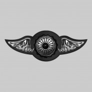 Concho onyx soleil – aile à riveter cuir et motif étain - sans plumes, rondelle noire