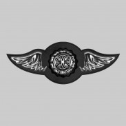 Croix de Malte chaîne – aile à riveter cuir et motif étain - sans plumes, rondelle noire