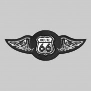 Route 66 – leather rivet-on wing with pewter motif - without feathers, black washer