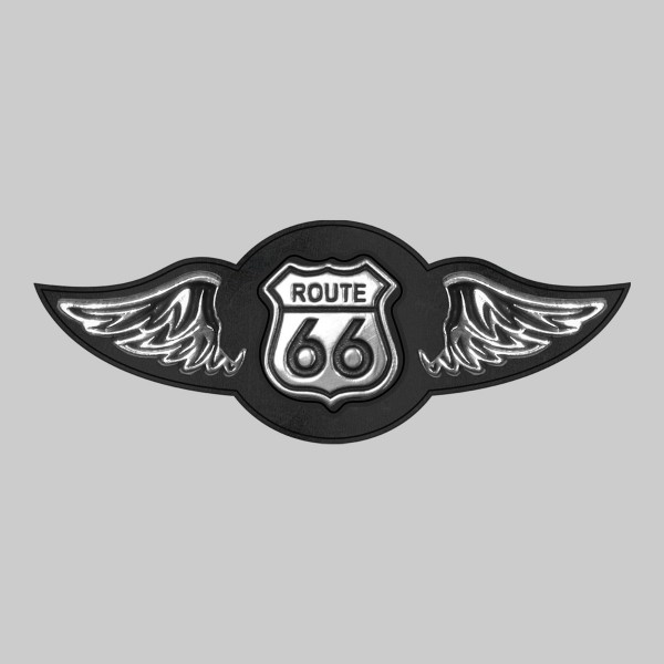 Route 66 – Leder-Nietflügel mit Zinnmotiv - ohne Federn, schwarze Unterlegscheibe