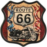 88 x 88 mm Route 66 USA Missouri Nostalgie Biker Patch Aufnäher Aufbügler 0761 X 