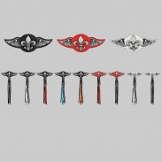 Fleur de lys – aile à riveter cuir et motif étain - tous les choix