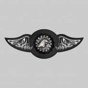 Adler mit Kette – Leder-Nietflügel mit Zinnmotiv - ohne Federn, schwarze Unterlegscheibe