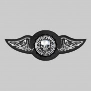 Live Free Ride Hardcore – leather rivet-on wing with pewter motif - without feathers, black washer