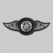 Sheriff Star – leather rivet-on wing with pewter motif - without feathers, black washer