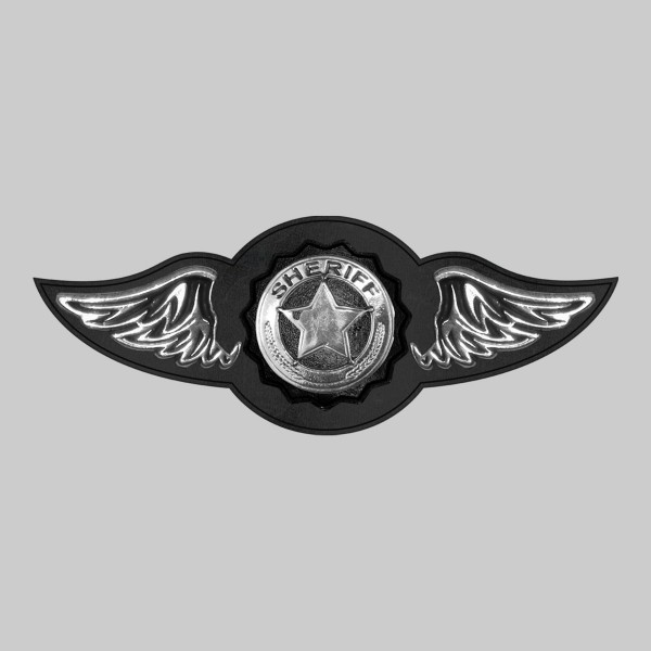 Étoile de shérif – aile à riveter cuir et motif étain - sans plumes, rondelle noire