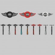 Eight Ball – leather rivet-on wing with pewter motif - all options