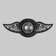 Boule 8 – aile à riveter cuir et motif étain - sans plumes, rondelle noire