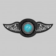 Concho turquoise torsade – aile à riveter cuir et motif étain - sans plumes, rondelle noire