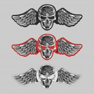 Openwork skull – large leather and pewter rivet-on wing - all three colours