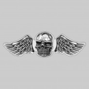 Tribal skull – large leather and pewter rivet-on wing - white leather backing