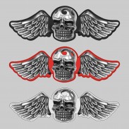 Tribal-Totenkopf – großer Nietflügel aus Leder und Zinn - alle drei Farben