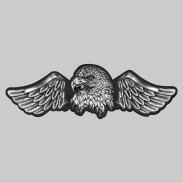Adler – großer Nietflügel aus Leder und Zinn - schwarzer Lederhintergrund