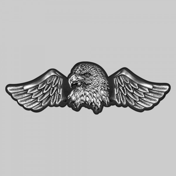 Eagle – large leather and pewter rivet-on wing - black leather backing