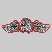 Adler – großer Nietflügel aus Leder und Zinn - roter Lederhintergrund