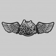 Lady Biker – grande aile à riveter cuir et étain - fond cuir noir
