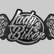 Lady Biker – grande aile à riveter cuir et étain - fond cuir noir