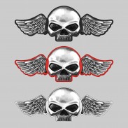 Classic skull – large leather and pewter rivet-on wing - all three colours