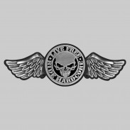 Live Free Ride Hardcore – großer Nietflügel aus Leder und Zinn - schwarzer Lederhintergrund