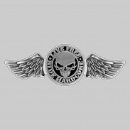 Live Free Ride Hardcore – grande aile à riveter cuir et étain - fond cuir blanc