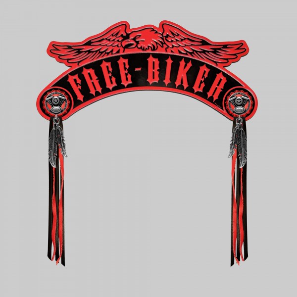 Free Biker eagle rocker – embossed leather, optional rivets