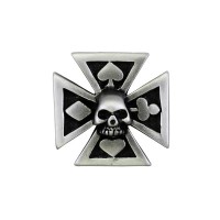 Pin's décoratif Tête de Mort Croix de Malte Biker 100% artisanal - moto