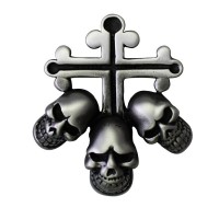 Pin's décoratif Croix & Têtes de Mort Biker 100% artisanal - artisanal
