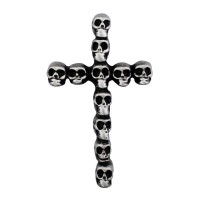 Pin Kreuz aus Totenköpfen, Zinn