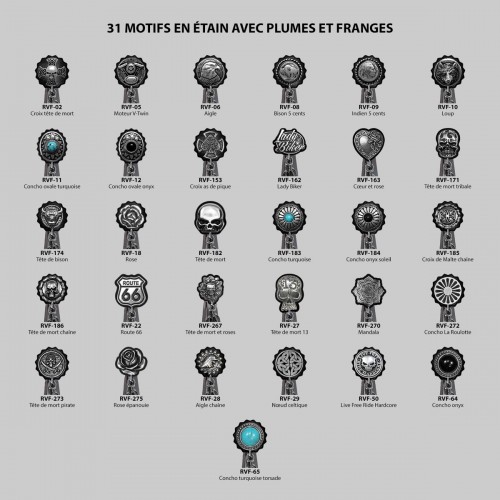 31 pewter designs with feathers and fringes