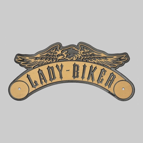 Lady Biker eagle rocker – embossed leather, optional rivets