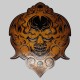 Tribal skull patch in embossed leather – aged brown