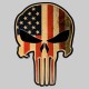 Patch tête de mort drapeau américain en cuir embouti