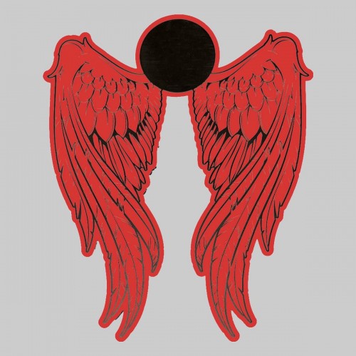 Patch ailes d’ange en cuir embouti – rouge et noir